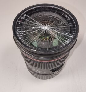 Lens with broken filter